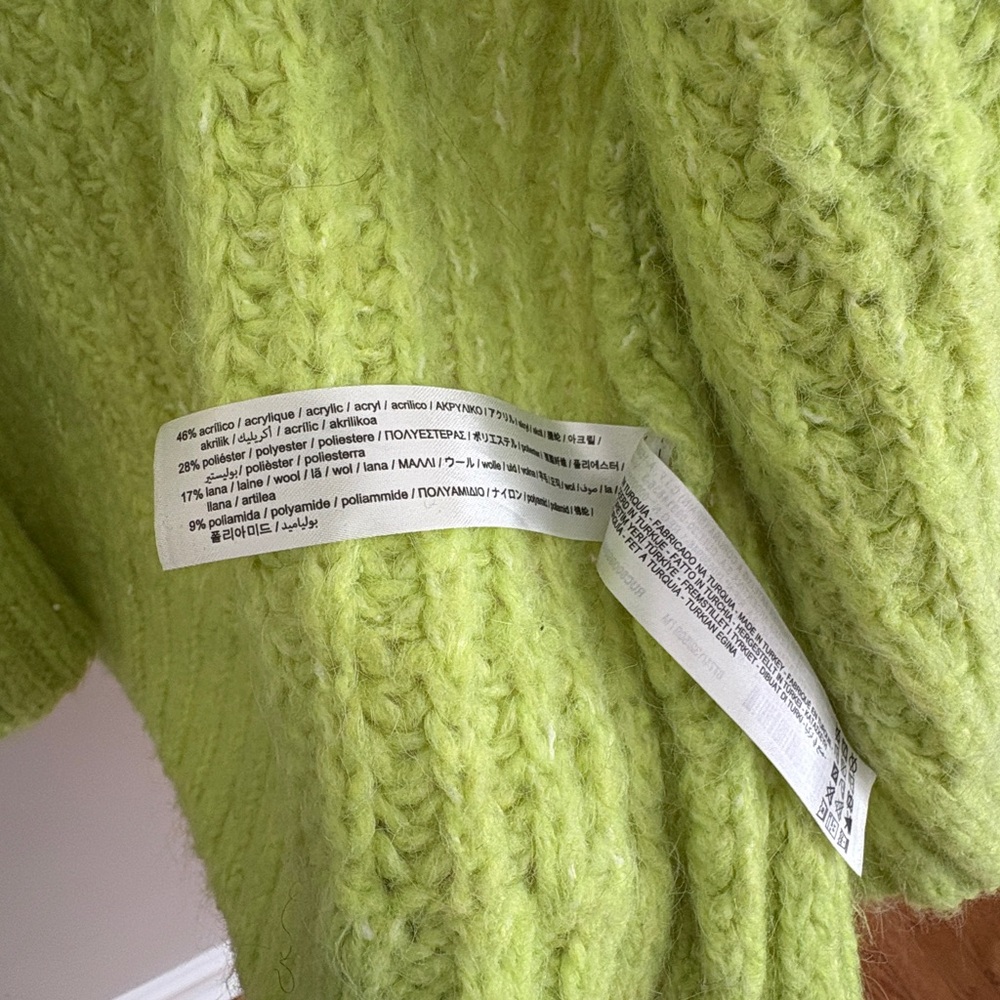 Zara neon Lime Green Open-Front Cardigan size medium - Picture 5 of 6
